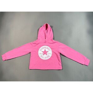 Converse Girls Pink Crop Hoodie Sweatshirt Size S 8-10 Chuck Taylor All Star